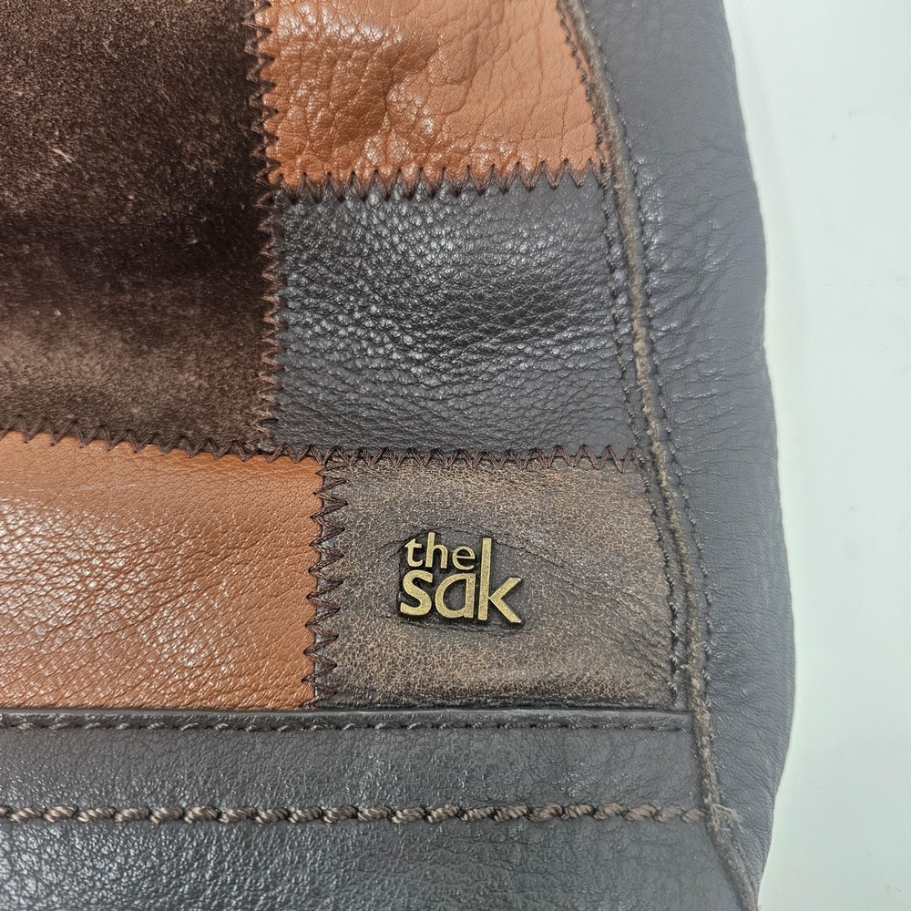 The Sak Lucia Women's Leather Purse Brown Patchwork Crossbody Shoulder Bag - Picture 3 of 9